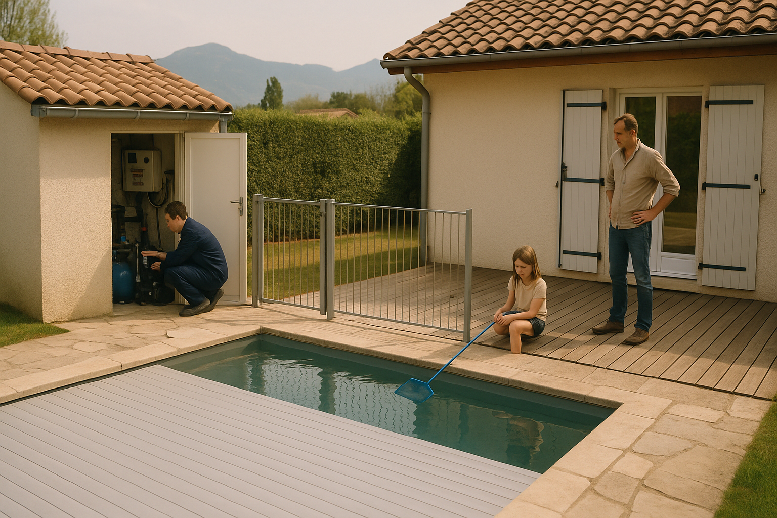 Piscine contemporaine avec plage am&eacute;nag&eacute;e